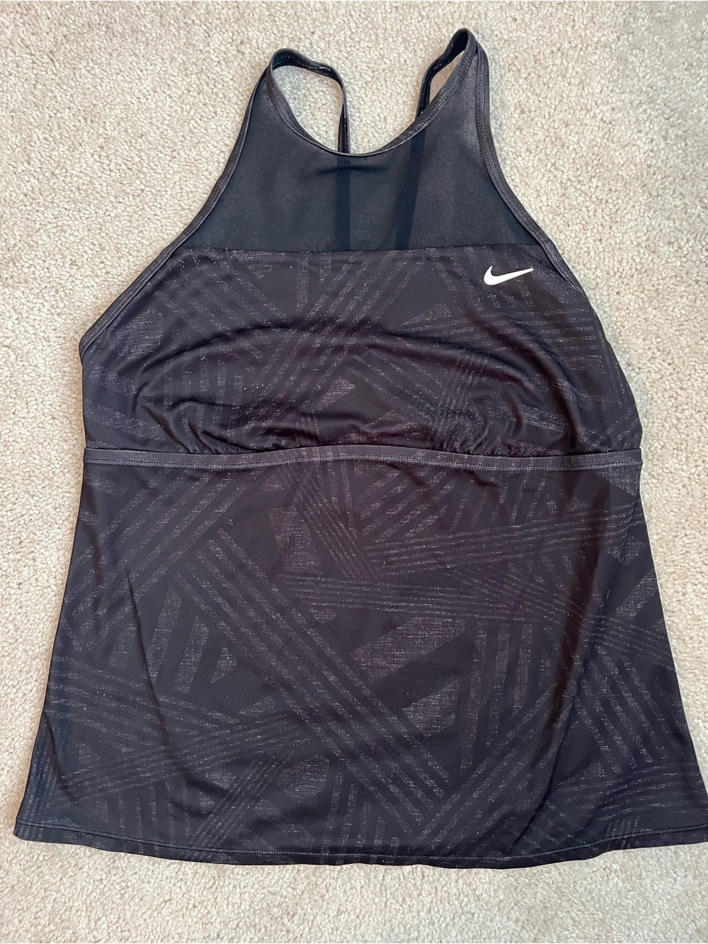 Nike Black and Gray Training Sports Racerback Bra Top with Mesh Panel